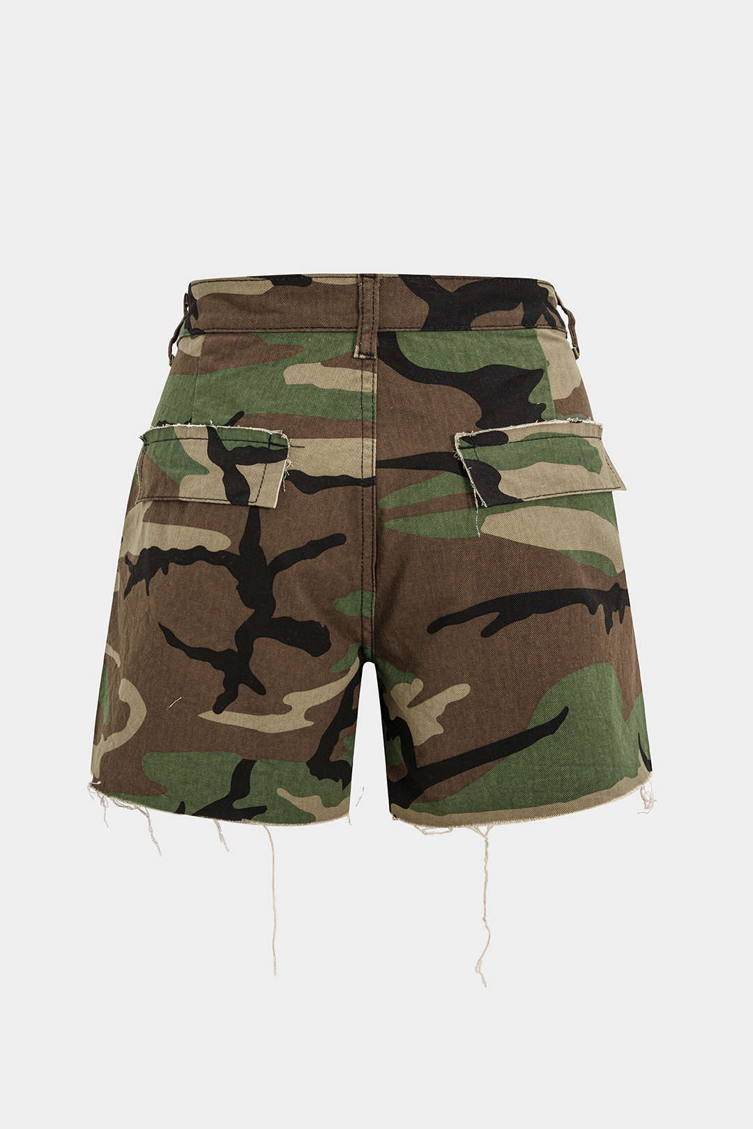 Camo Cargo Shorts Women - Destroyed Camouflage Y2K Shorts-Tithesource-